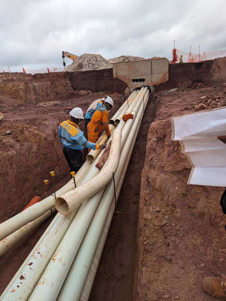 Engineers working on structural assembly