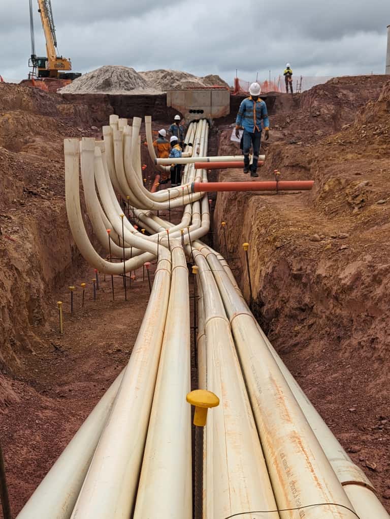 Close-up view of structural connections